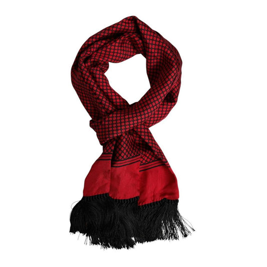 Silk Fringe Scarf - Black And Red Scarves