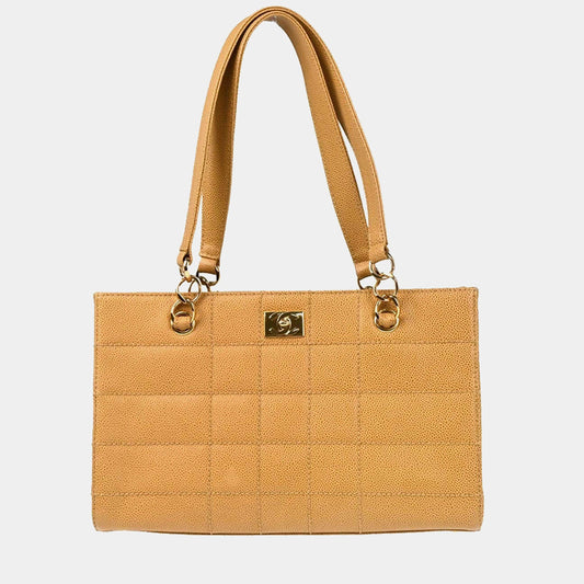Beige Calfskin Choco Bar Designer Handbag
