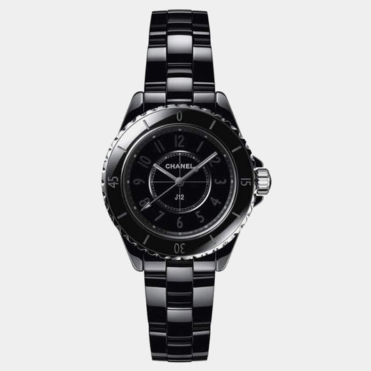 Black Ceramic Stainless Steel Exclusive Wristwatch 33 mm