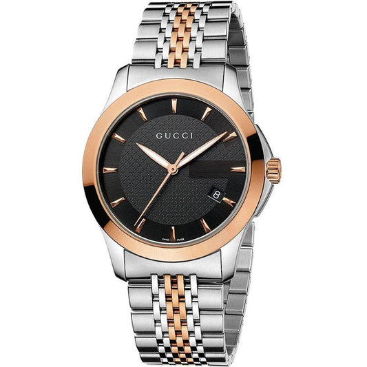 Timeless Designer Black Face Two-Tone Watch