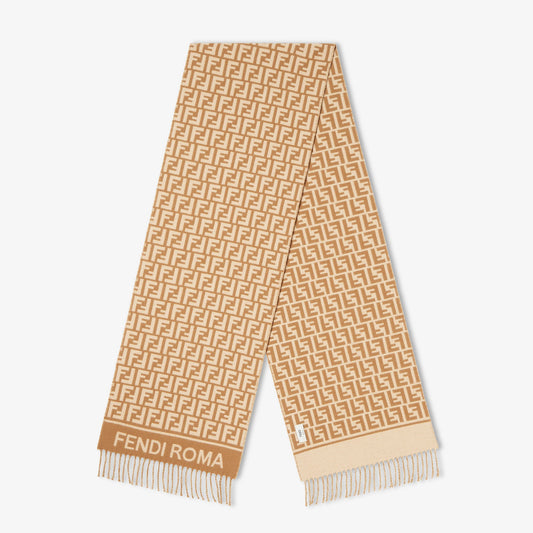 Camel wool and cashmere scarf