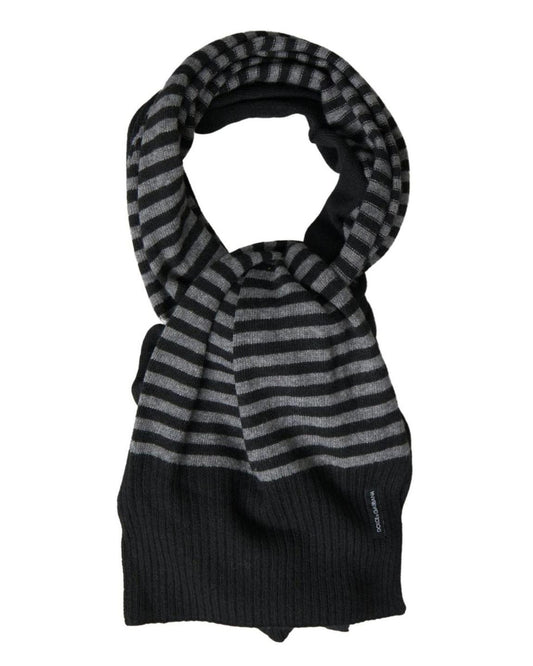 Cashmere Striped Scarf - Black And Gray