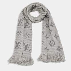 Grey Designer Logomania Silk Scarf