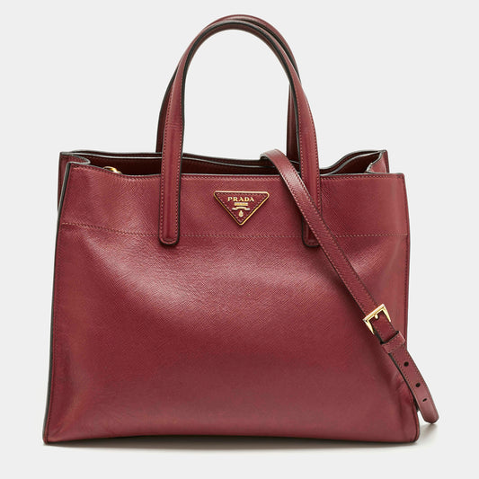 Burgundy Soft Leather Middle Zip Tote