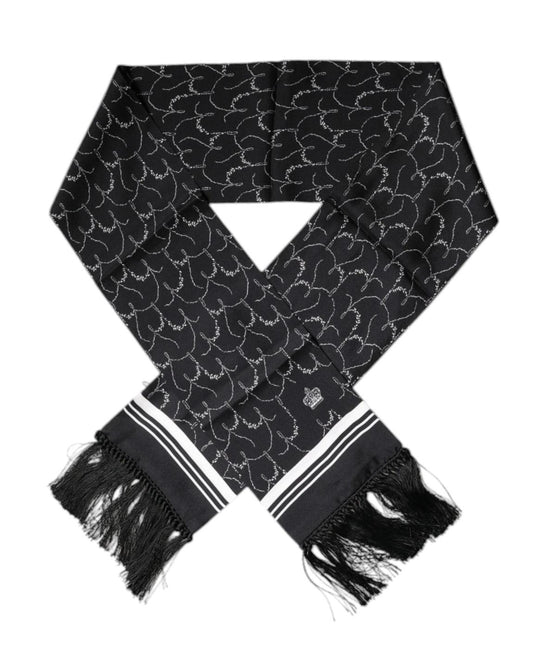 Silk Scarf with Fringe - Black Scarves