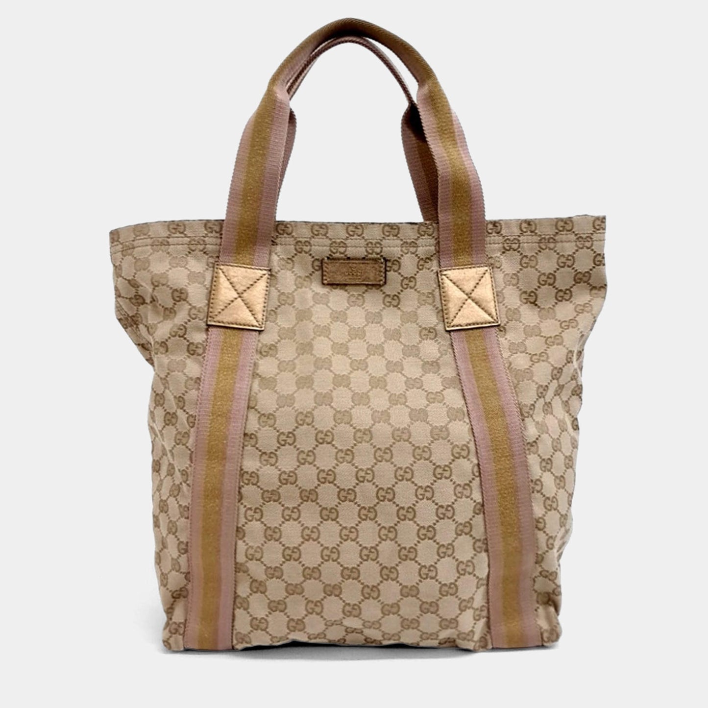 Beige Canvas Tricolour Tote