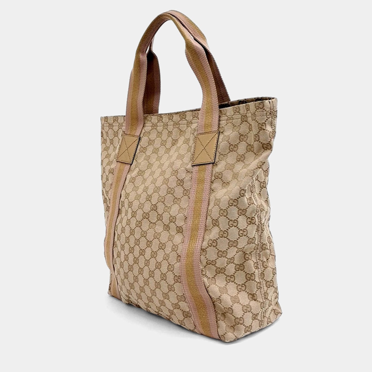 Beige Canvas Tricolour Tote