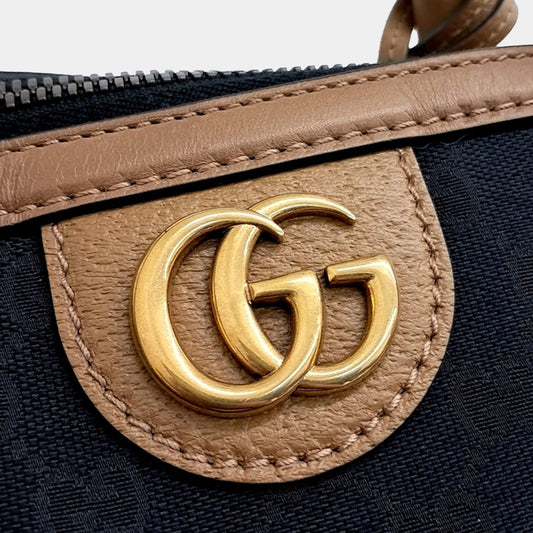 Black Brown Fabric Duffel Bag unisex